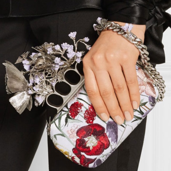 Authentic Alexander McQueen floral embroidery knuckle box clutch - Picture 14 of 14